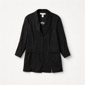 Roaman’s Size 32W Polyester Black Button Down Dress Jacket